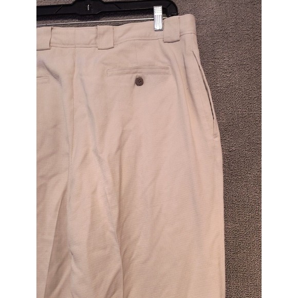 Tommy Bahama 100% Silk Relax Chino Pants Beige Pleated 36/30 Classic Casual 1994 - Picture 3 of 7